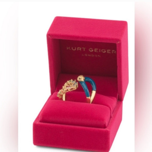 🔹️Kurt Geiger🔹️ rainbow stones Enamel cocktail Ring size 7 and size 8 - Picture 5 of 5